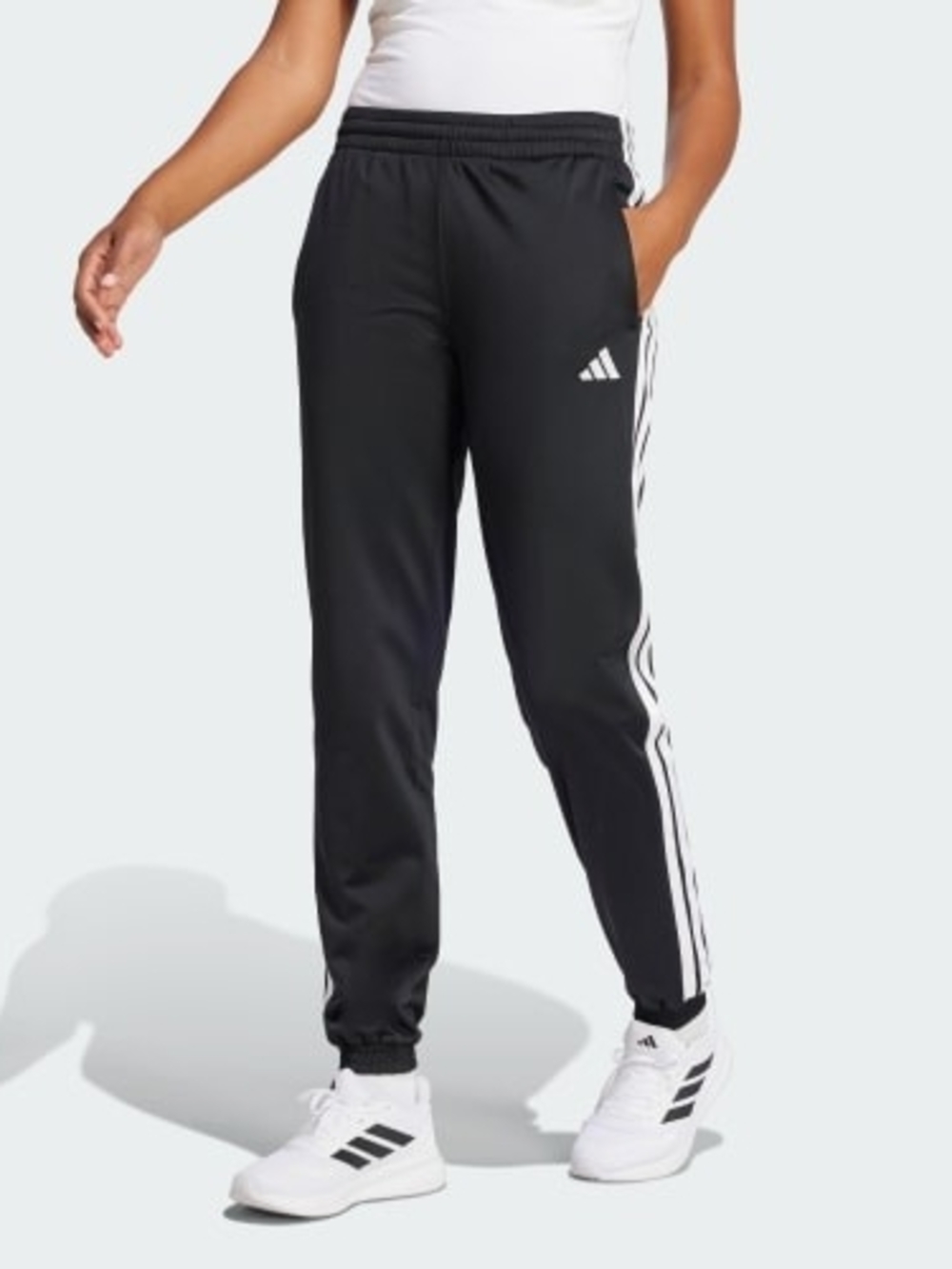 adidas Black Track Joggers with White Three-Stripes